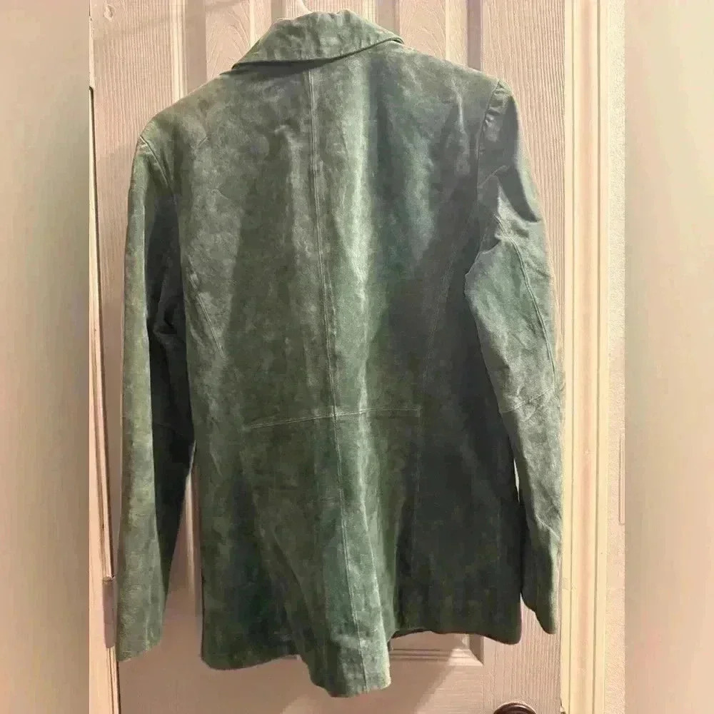 Women’s Sienna 100% Leather Blazer with lining in green size 8 EUC - Picture 3 of 9